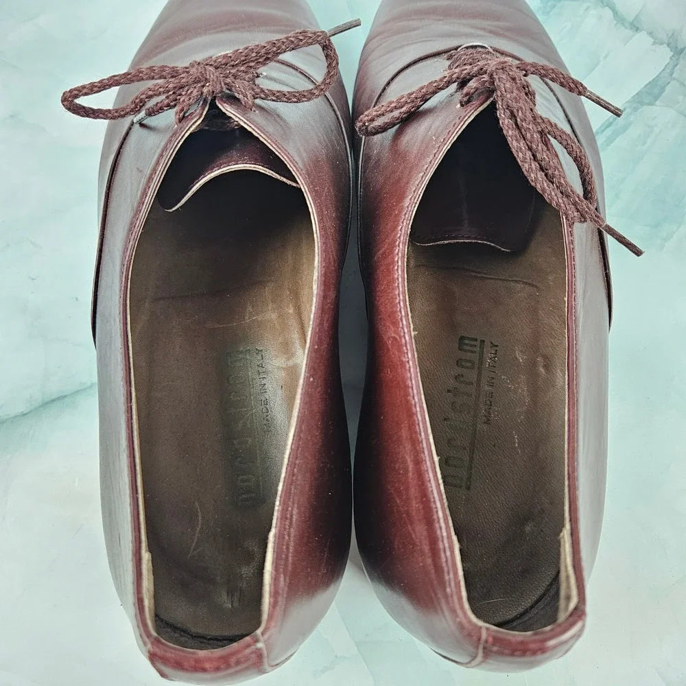 Nordstrom vintage made in italy‎ leather oxford loafers red burgundy women's 7m - Picture 4 of 9